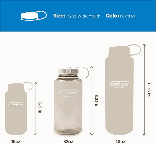 Nalgene Cotton Sustain, Wide Mouth Water Bottle, 32 oz.