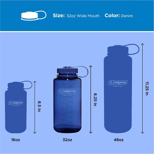 Nalgene Denim Sustain, Wide Mouth Water Bottle, 32 oz.