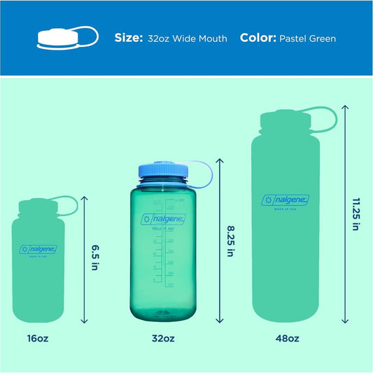 Nalgene Pastel Green Sustain, Wide Mouth Water Bottle, 32 oz.