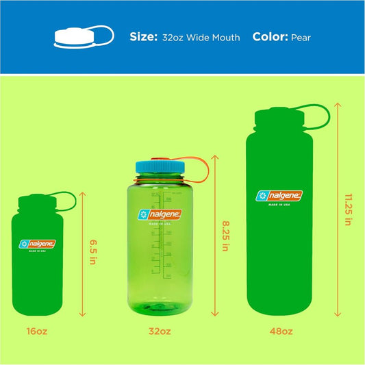 Nalgene Pear Sustain, Wide Mouth Water Bottle, 32 oz.