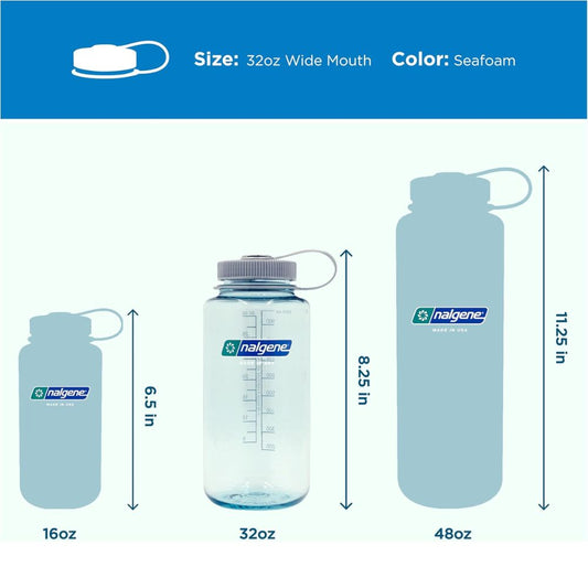 Nalgene Seafoam Sustain, Wide Mouth Water Bottles, 32 oz.