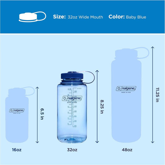 Nalgene Baby Blue Sustain, Wide Mouth Water Bottle, 32 oz.