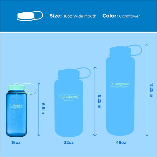 Nalgene Cornflower Blue Sustain, Wide Mouth Water Bottle, 16 oz.