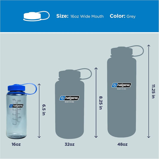 Nalgene Gray Sustain SB, Wide Mouth Water Bottle, 16 oz.