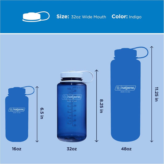 Nalgene Indigo Sustain, Wide Mouth Water Bottle, 32 oz.