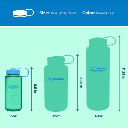 Nalgene Pastel Green Sustain, Wide Mouth Water Bottle, 16 oz.