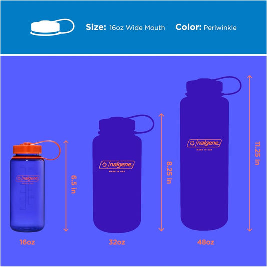 Nalgene Periwinkle Sustain, Wide Mouth Water Bottle, 16 oz.
