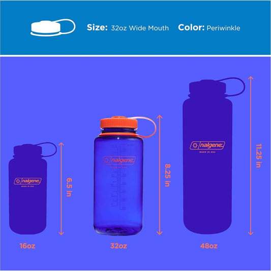 Nalgene Periwinkle Sustain, Wide Mouth Water Bottle, 32 oz.