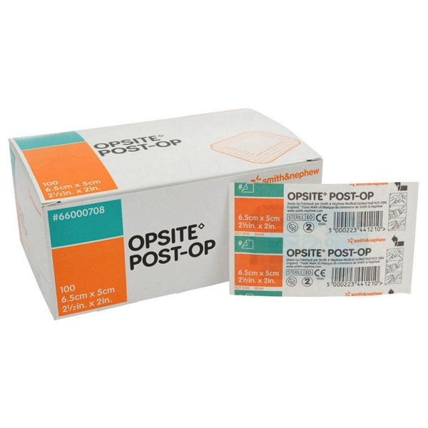 Smith & Nephew OPSITE™ Post-Op Transparent Waterproof Dressing, with Absorbent Pad, 6.5cm x 5cm