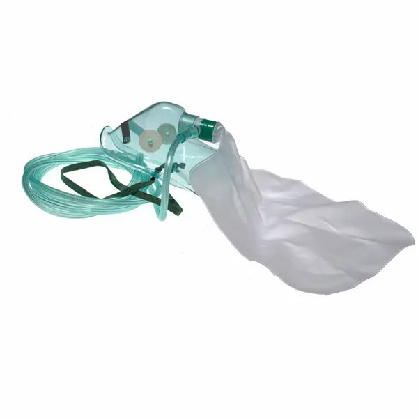 Oxygen Mask, Non-Rebreathing, w/elastic strap &amp; 7 ft tubing