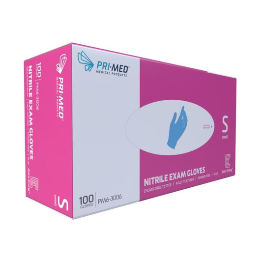 Extra Strong Nitrile Exam Gloves - Textured Fingertips, Blue