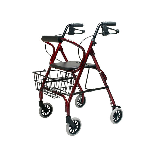 Parsons 4200DX with Hand Brake Low Rollator, Push to Lock - Red