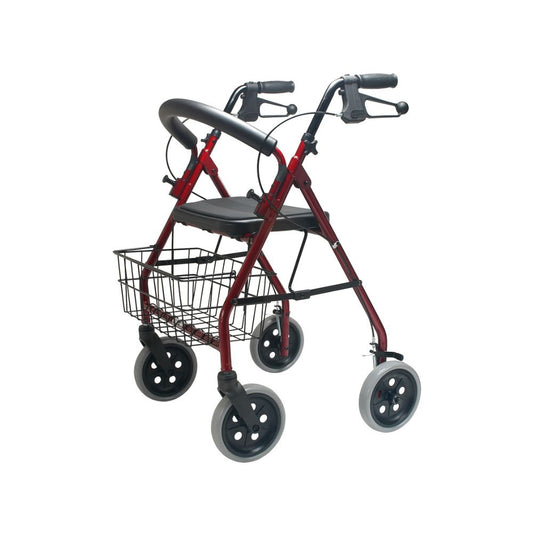 Parsons 4200WX Wide Super Low Rollator, Push to Lock - Red
