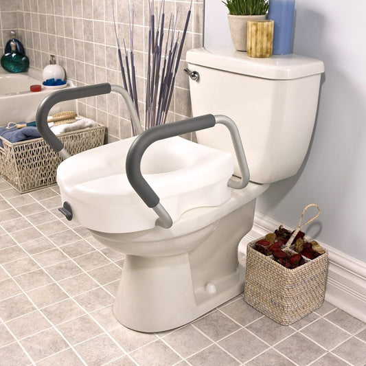 Parsons Front Locking Raised Toilet Seat with Padded Armrests - 5"