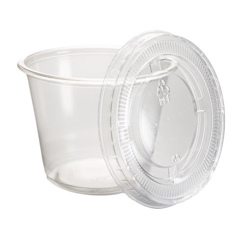 Premier Essential Portion Cup Lids, Clear, PET, Fits 3.25-5.5 oz., 2500 Lids/Case