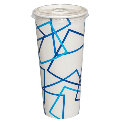 Premier Essential Cold Paper Cup with Design, 32 oz, White, 500/Case
