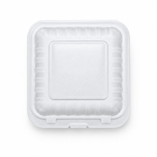 Premier Essential MFPP Hinged Container, 8" X 8", 1 Compartment, White, 150/Case
