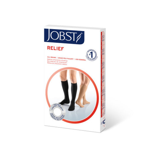 JOBST Relief Compression Stockings, Knee High, Closed Toe, Beige