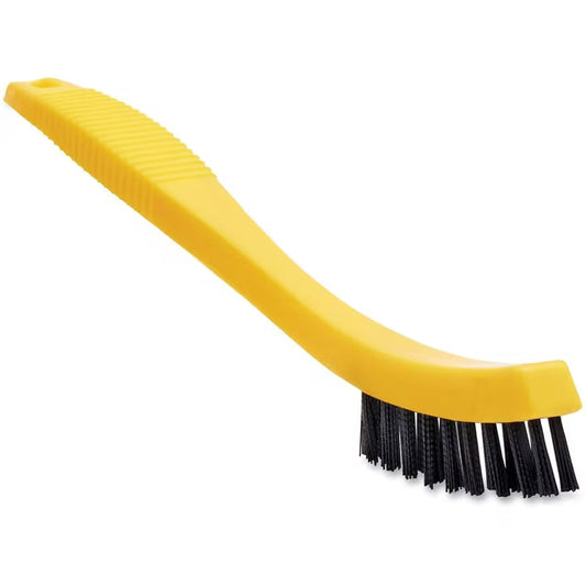 8.5" Tile and Grout Scrub Brush, Plastic Bristles, Black