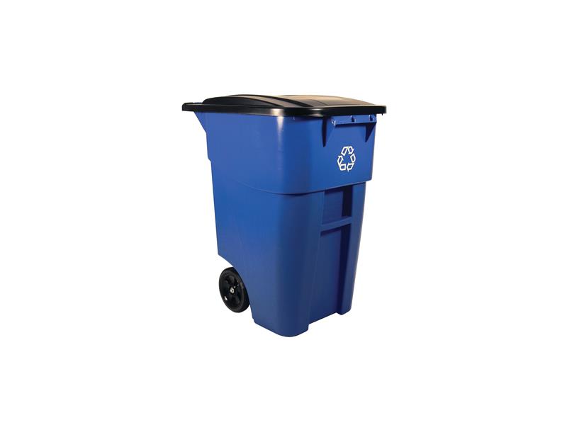 Rubbermaid 50-Gallon Rollout Trash Can, Blue, 1
