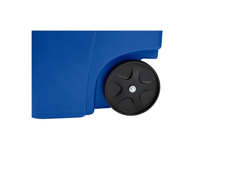 Rubbermaid 50-Gallon Rollout Trash Can, Blue, 3