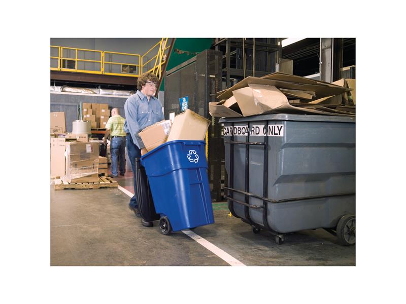 Rubbermaid 50-Gallon Rollout Trash Can, Blue, 5