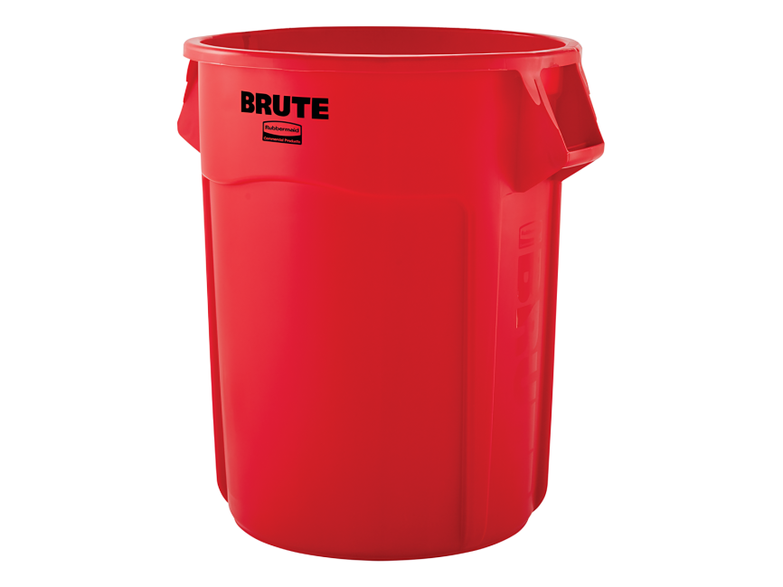  Rubbermaid Commercial Products BRUTE 55 Gal Vented Round Trash Container, Red