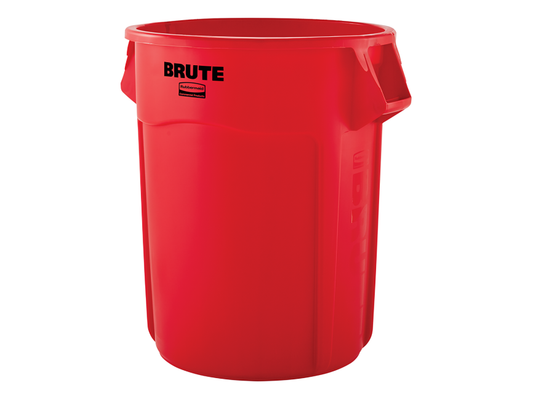  Rubbermaid Commercial Products BRUTE 55 Gal Vented Round Trash Container, Red