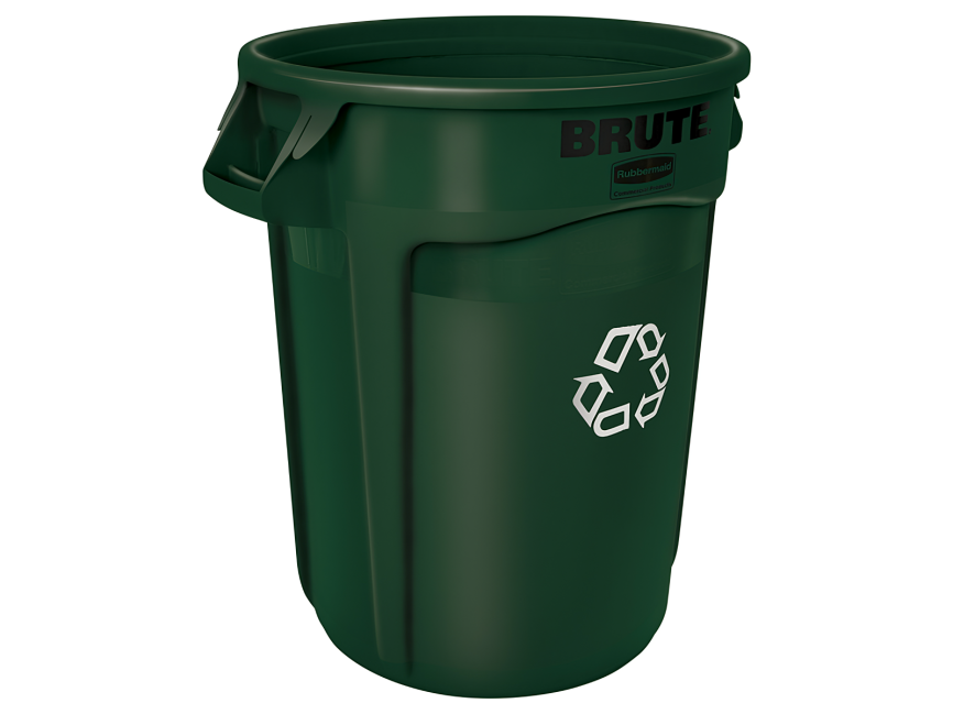 Rubbermaid Commercial Products Vented BRUTE Recycling 32 Gal, Dark Green 