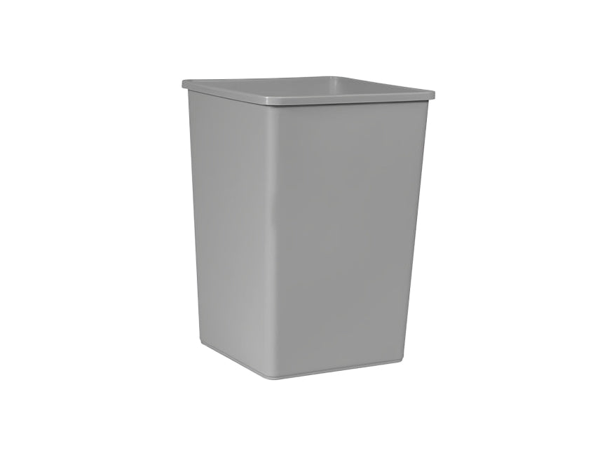  Rubbermaid Untouchable 35-Gallon Square Grey Trash Container, 1
