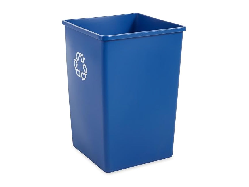 Rubbermaid Untouchable 35-Gallon Square Recycling Blue, 1