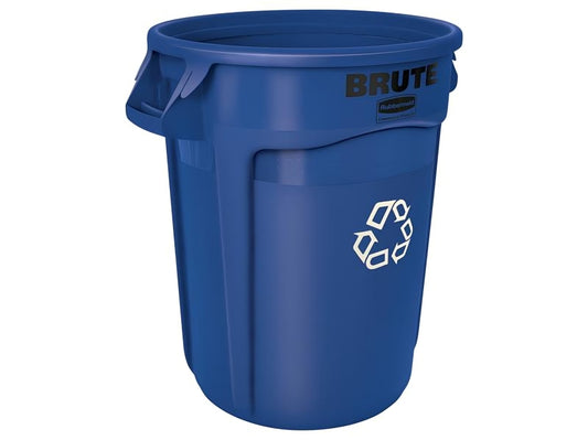 Rubbermaid Vented Brute 32-Gallon Recycling Trash Container Blue 