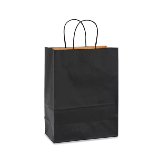 Shopping Bag with Handle, 10 x 5 x 13", Black - Pack of 250