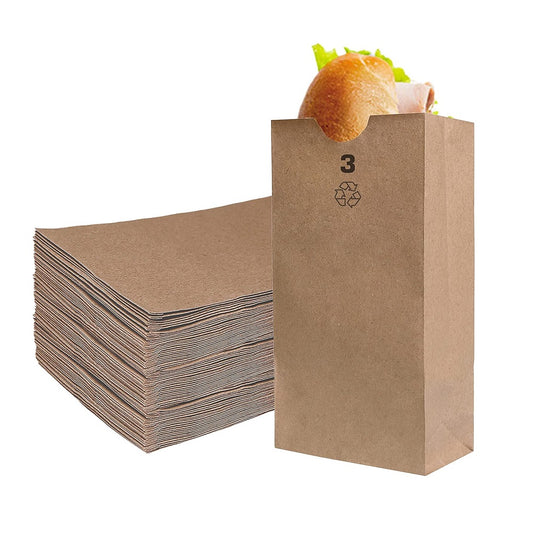 Eco Quality Brown Kraft Paper Bag (3 lb), Small, 500 Ct, Paper Lunch Bags