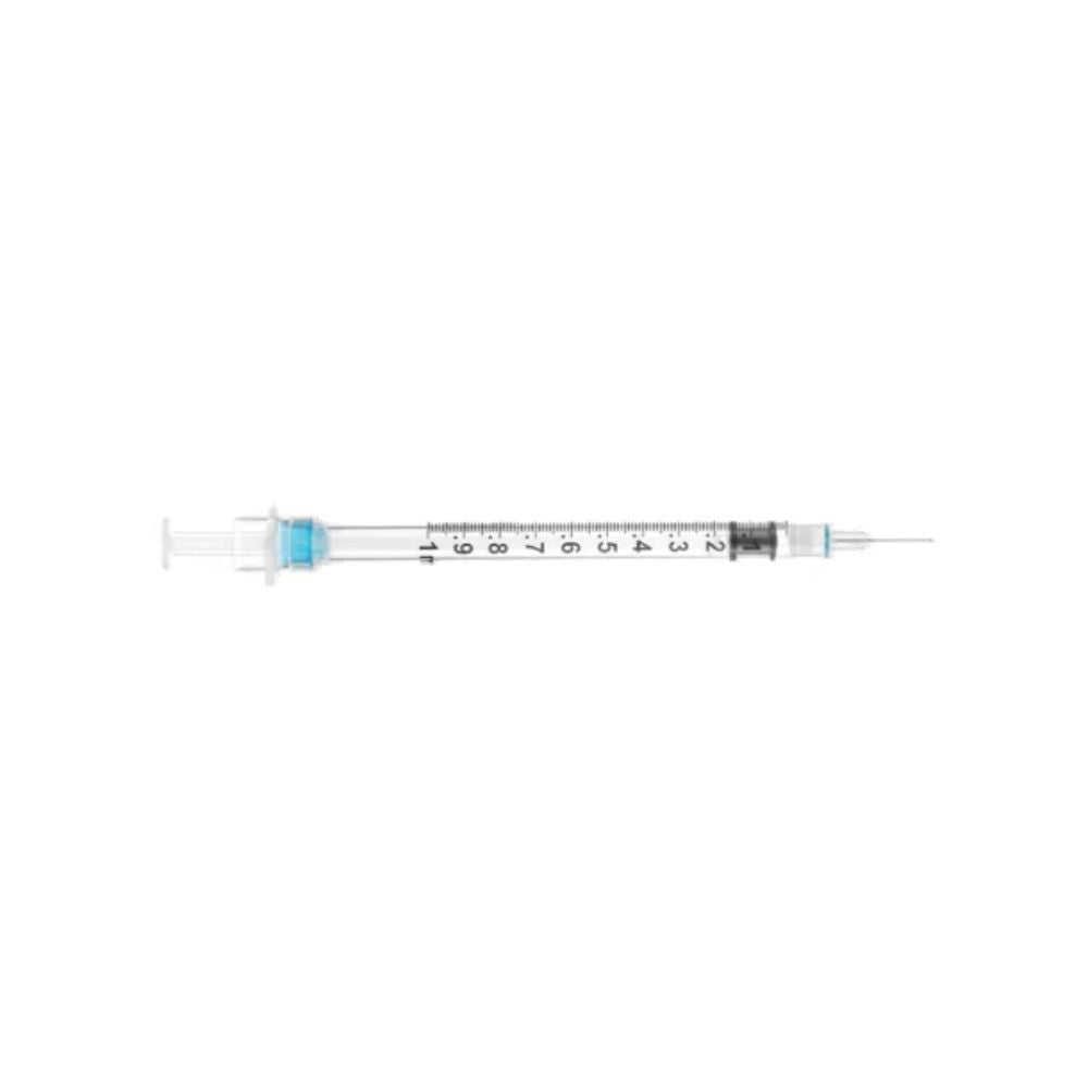 SOL-CARE 1cc TB Safety Syringes 25G x 5/8” Fixed Needle - Box of 100