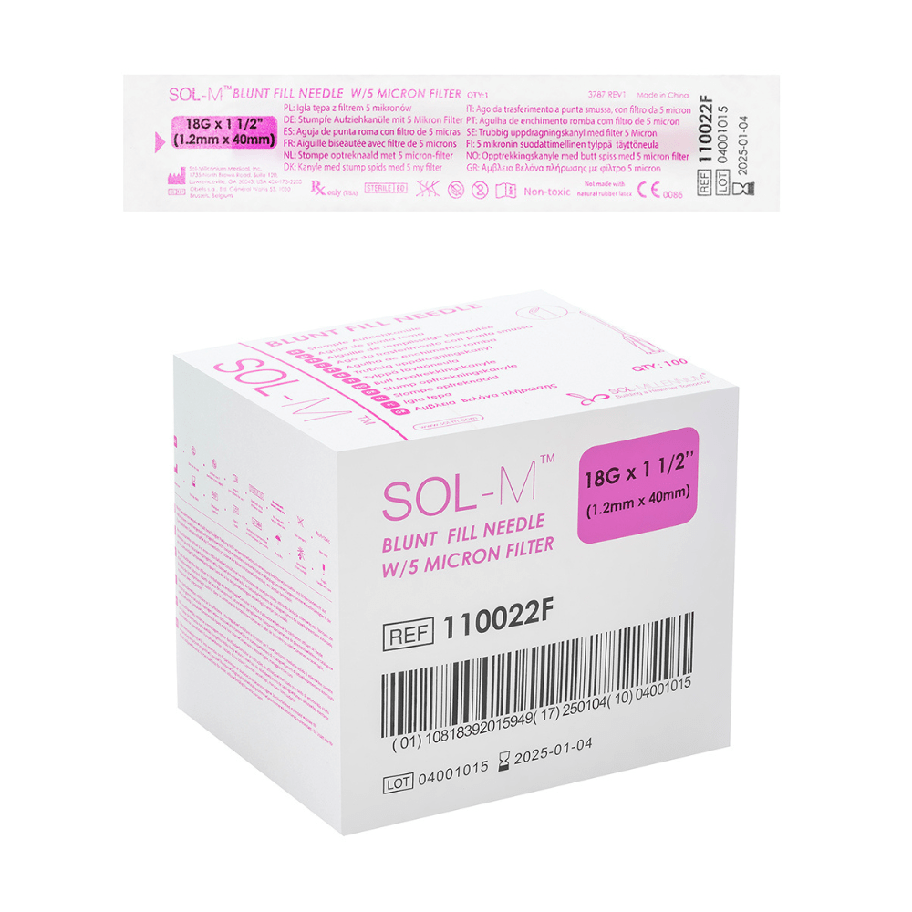 SOL-M Blunt Fill Needle with 5 Micron Filter 18Gx 1 1/2"
