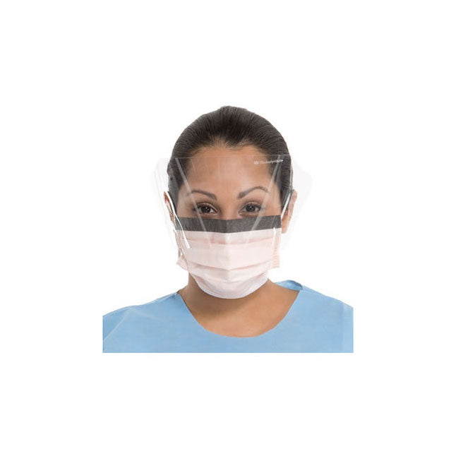 SO SOFT™ FLUIDSHIELD™ Procedure Mask, Level 3, Fog-Free, with Wraparound Splashguard Visor, Orange
