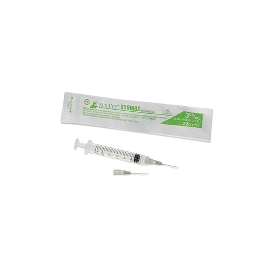 SUR-VET Hypodermic Syringe with Needle – 1cc Luer Slip, 25G x 5/8"