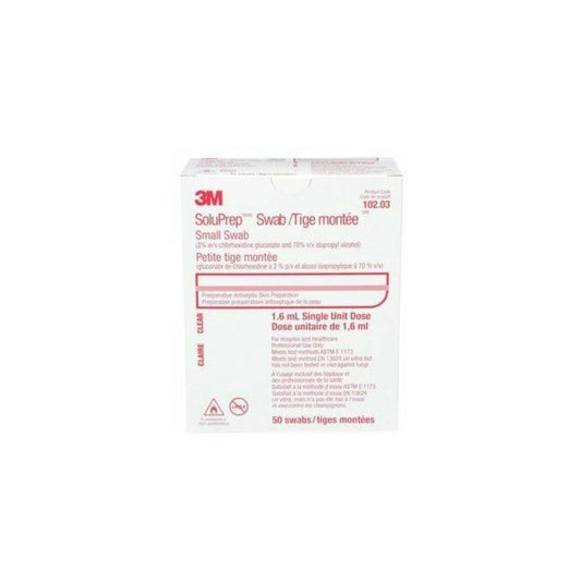 Solu-IV Small Antiseptic Swabsticks – 2% Chlorhexidine Gluconate with 70% Isopropyl Alcohol - Box of 50