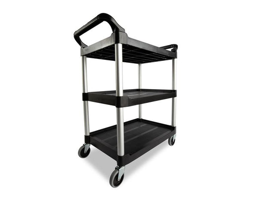 Service Cart with 4" Swivel Casters, Black