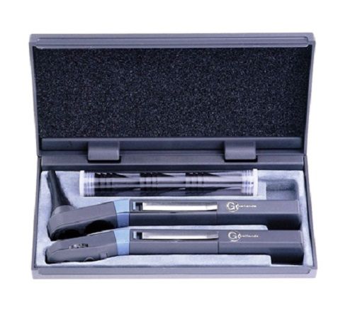 Set of medical devices in a gray case on a white background