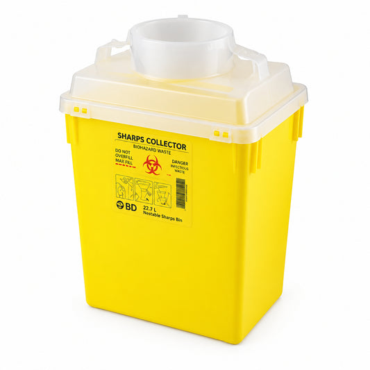 BD 22.7L Multi-Use Nestable Sharps Collector with Point-First Disposal, 300483