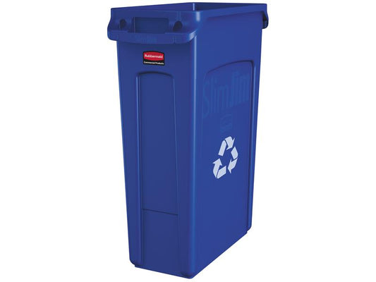 Slim Jim 23-Gallon Vented Recycling Container, Blue