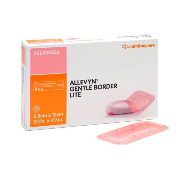 Smith & Nephew ALLEVYN™ Gentle Border Lite Hydrocellular Foam Dressing, Silicone Gel Adhesive, 5.5cm x 12cm