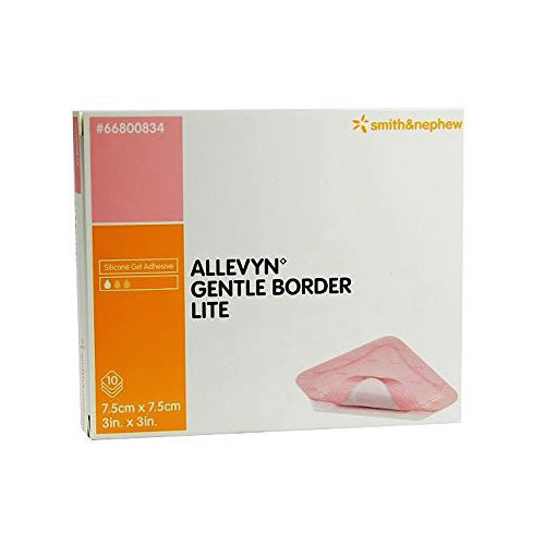 Smith & Nephew ALLEVYN™ Gentle Border Lite Hydrocellular Foam Dressing, Silicone Gel Adhesive, 7.5cm x 7.5cm