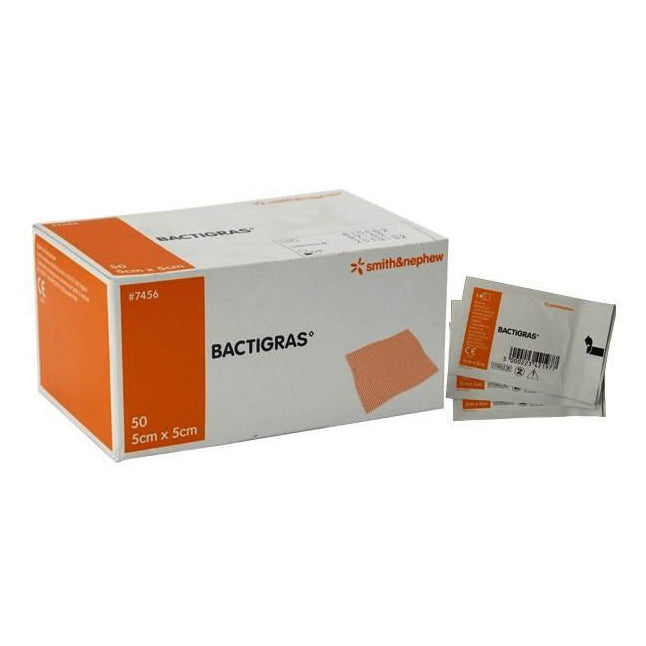 Smith & Nephew BACTIGRAS™ Total Antiseptic Dressing, Chlorhexidine Acetate Tulle Gras, 5cm x 5cm