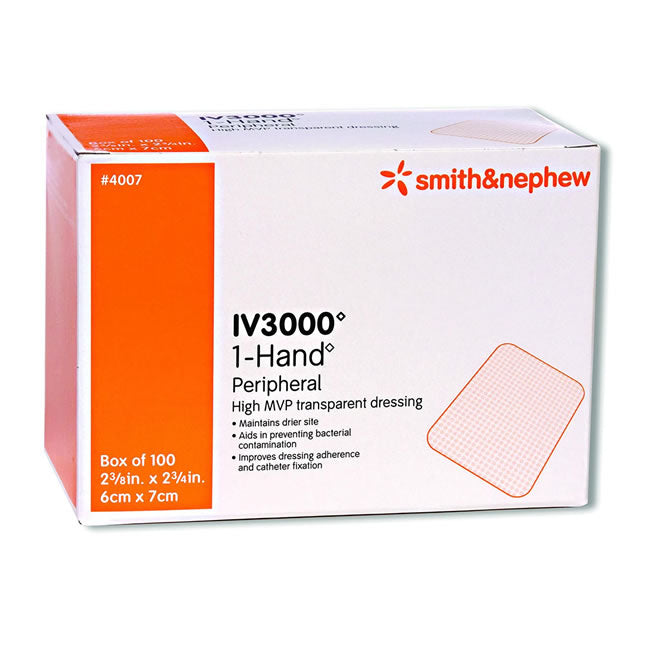 Smith & Nephew IV3000™ 1 Hand Catheter Dressing, Moisture Responsive, 6cm x 7cm