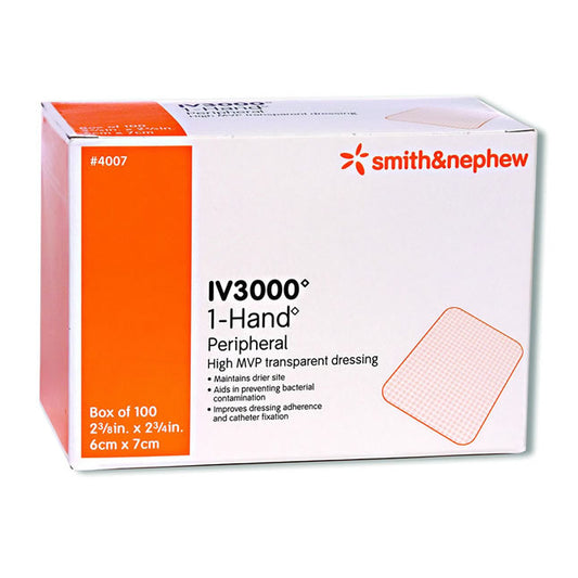 Smith & Nephew IV3000™ 1 Hand Catheter Dressing, Moisture Responsive, 6cm x 7cm