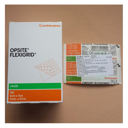 Smith & Nephew OPSITE™ FLEXIGRID™ Transparent Adhesive Film Dressing, Moisture Vapor Permeable, 6cm x 7cm