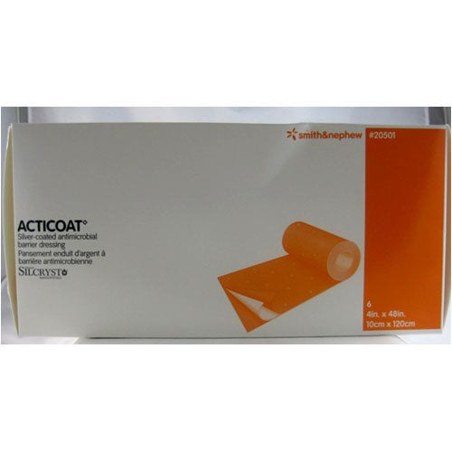 Smith & Nephew ACTICOAT™ Antimicrobial Barrier Dressing, Silver Coated, 4" x 48"